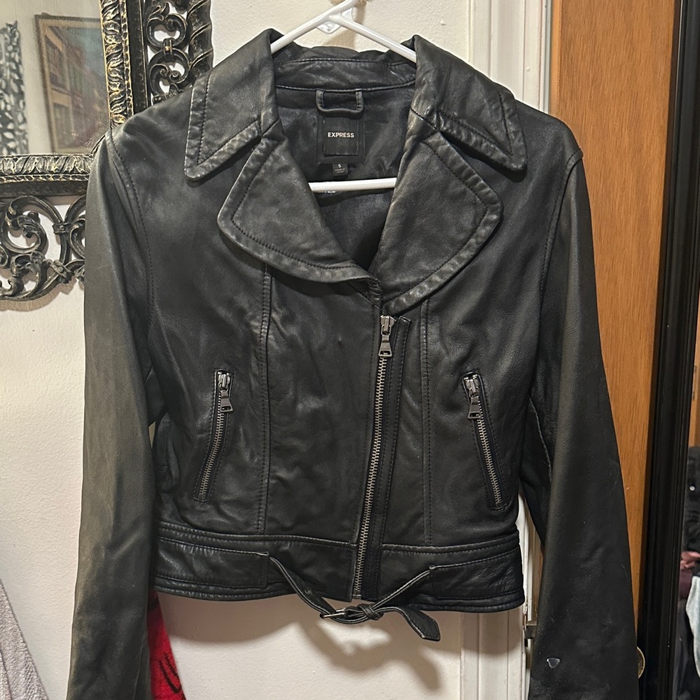 Express Black Leather Moto Jacket